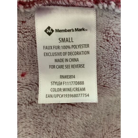 Member's‎ Mark Women's Cozy Plush Pullover Hoodie Wine/Cream Size S - Picture 8 of 13